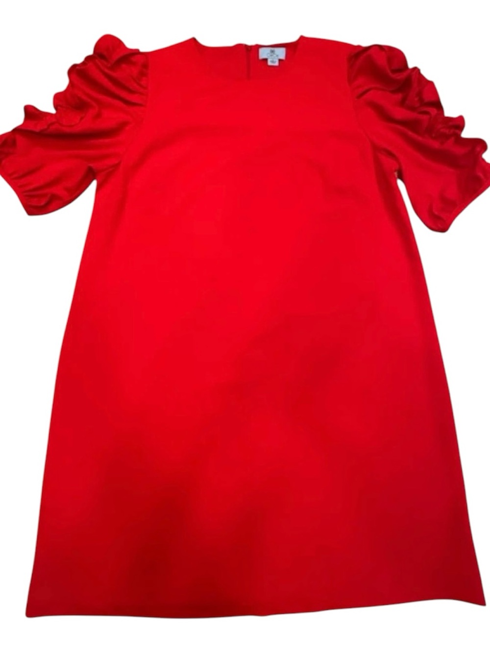 CeCe Vibrant Red Puff Sleeve Mini Shift Dress - Picture 2 of 9